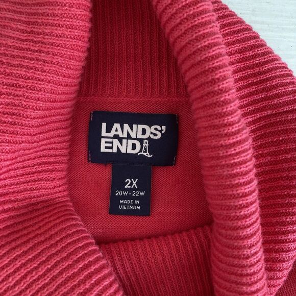 Lands End Womens Plus Turtleneck Sweater Size 2X Pink Long Sleeve Rollover - Picture 8 of 8